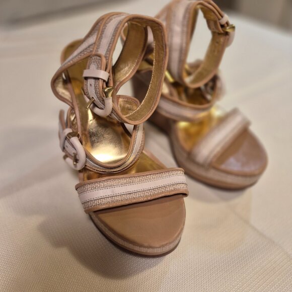 Coach Maralee Wedge Platforms Ankle Strap Sandals - Picture 1 of 12